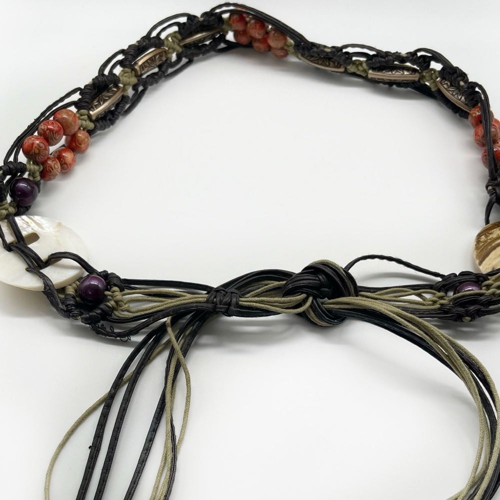 Shells & Bead Tie Belt - Picture 1 of 7